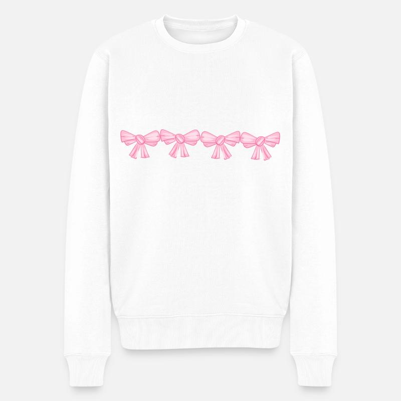 linie schleifen fliegen rosa vier - Männer Premium Bio Pullover - Weiß