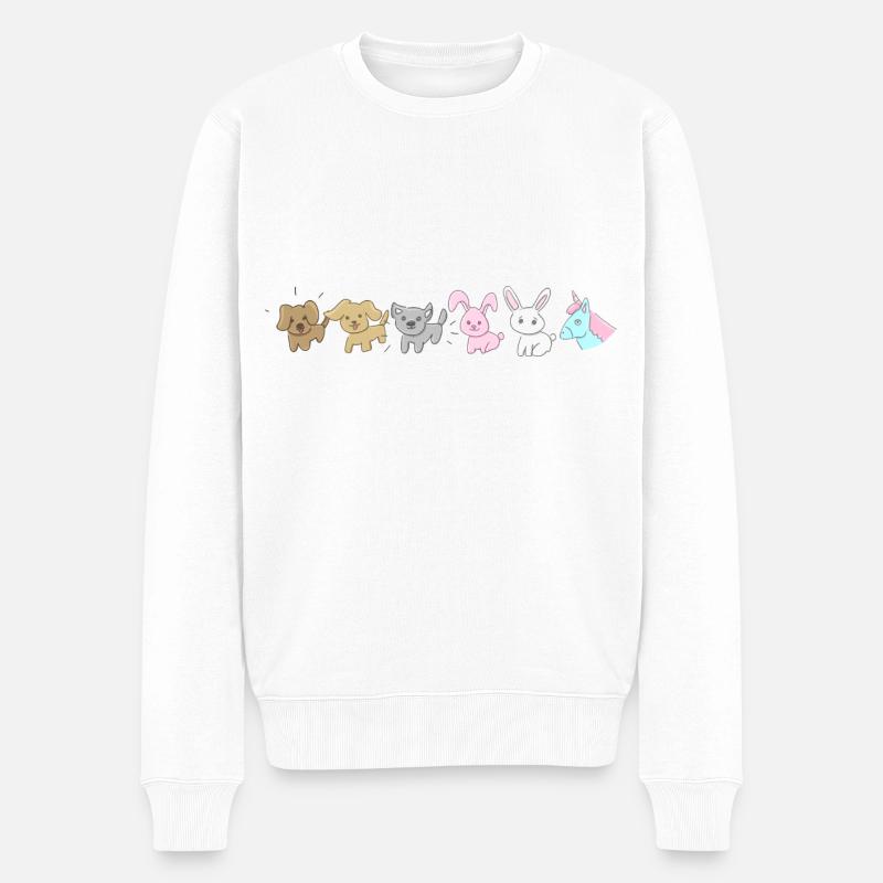 Symbole Tiere Hunde Hasen Einhorn - Männer Premium Bio Pullover - Weiß