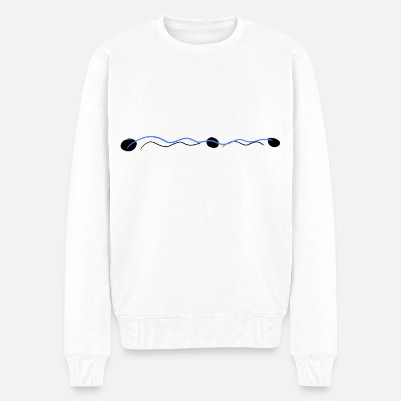 points ondulés bleus gauches - Pull Premium bio Homme - blanc
