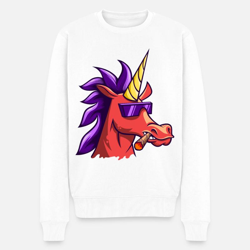 Unicorn - Männer Premium Bio Pullover - Weiß