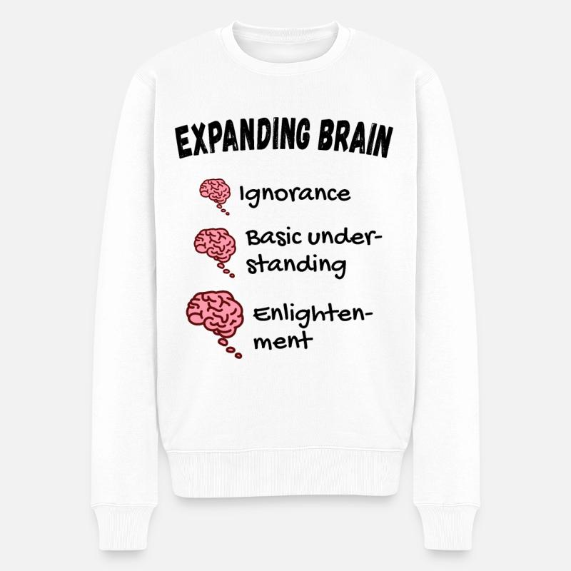Gehirn erweitern - Expanding Brain Meme - Männer Premium Bio Pullover - Weiß