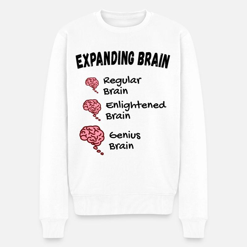 Gehirn erweitern - Expanding Brain Meme - Männer Premium Bio Pullover - Weiß