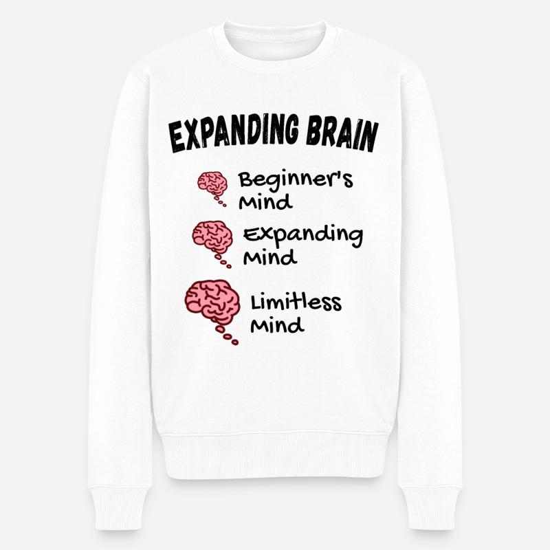 Gehirn erweitern - Expanding Brain Meme - Männer Premium Bio Pullover - Weiß