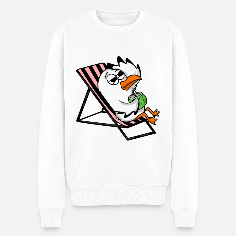 Möwe - Männer Premium Bio Pullover - Weiß