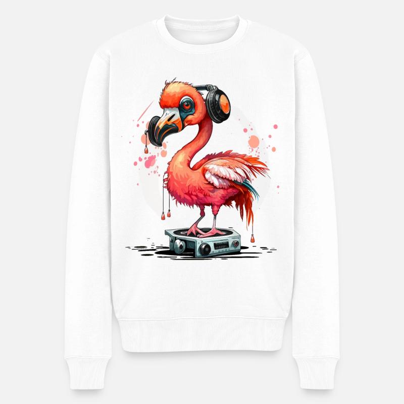 Groovy Oiseau Rose - Pull Premium bio Homme - blanc