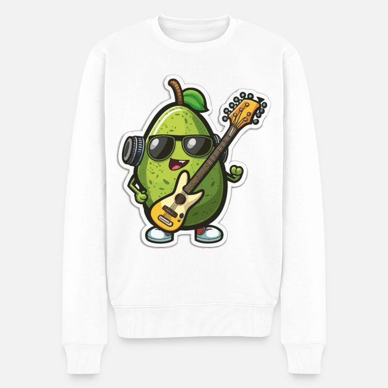 Avocado-Groove - Männer Premium Bio Pullover - Weiß
