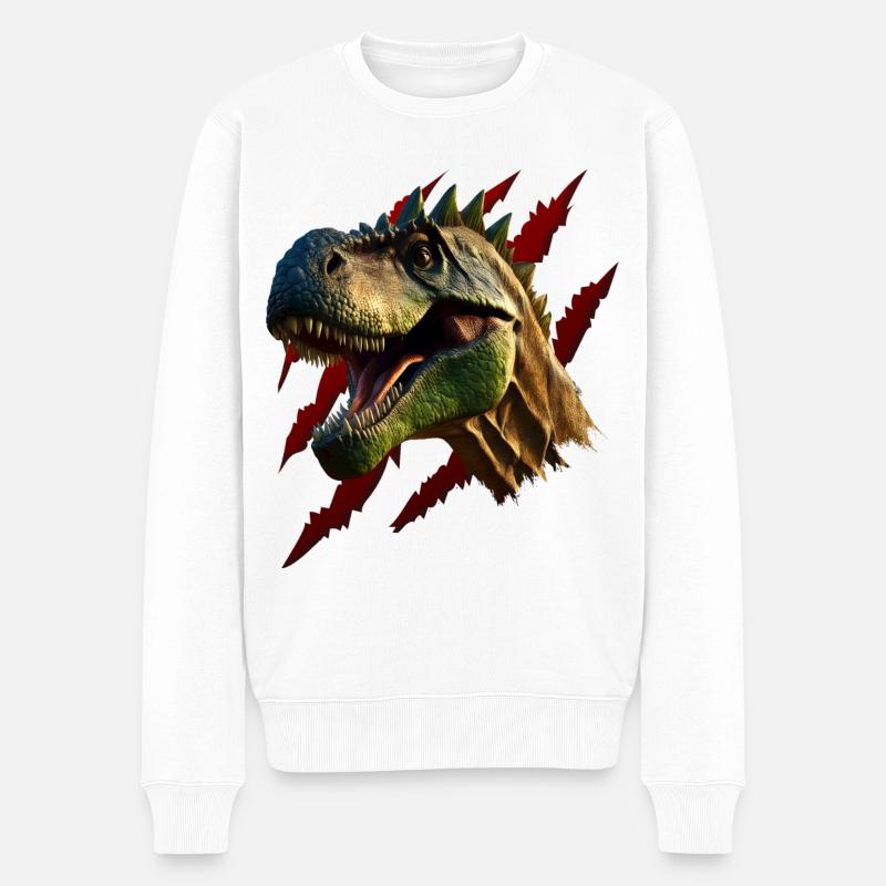 T-Rex Dinosaurier Kopf - Männer Premium Bio Pullover - Weiß
