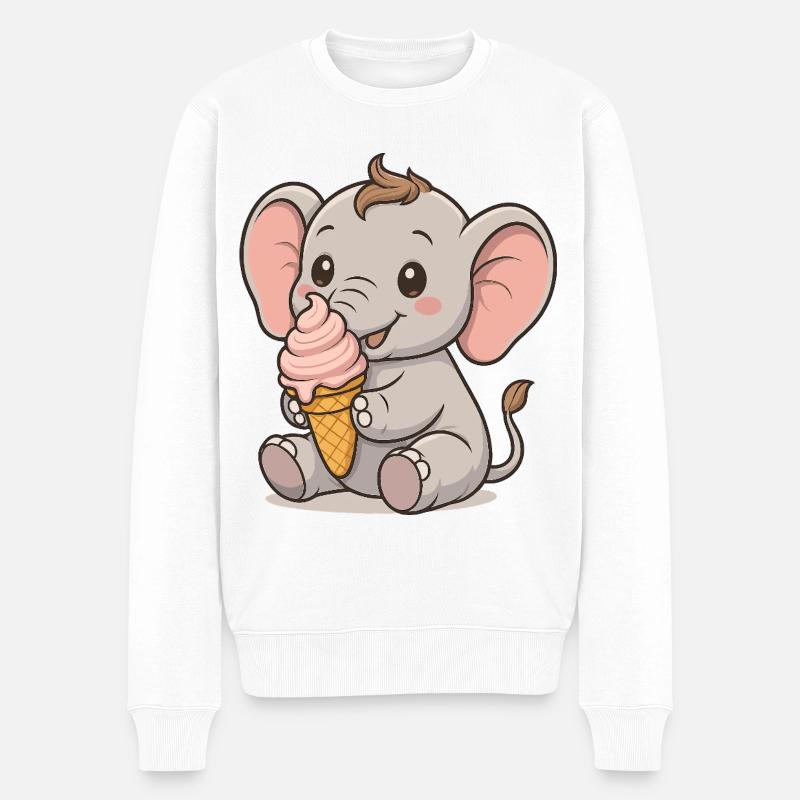 Eiszeit mit Elefant - Männer Premium Bio Pullover - Weiß