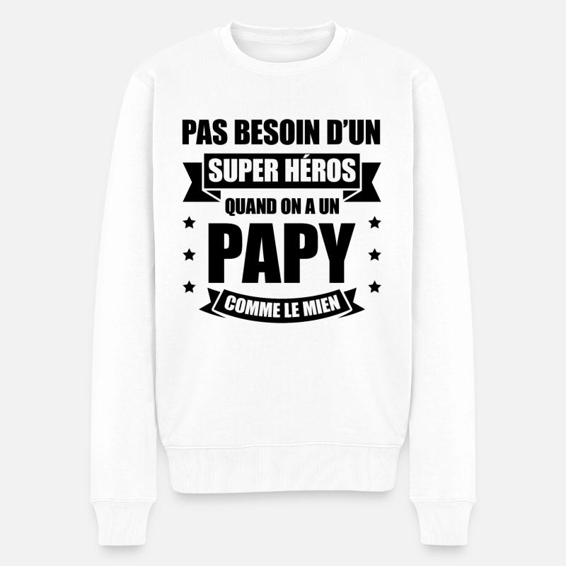 PAPY SUPER-HÉROS - Pull Premium bio Homme - blanc