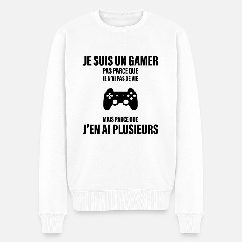 JE SUIS UN GAMER - Pull Premium bio Homme - blanc