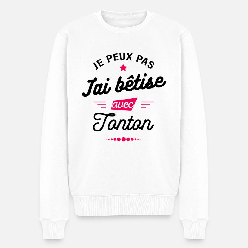 JE PEUX PAS J'AI BETISE AVEC TONTON - Pull Premium bio Homme - blanc