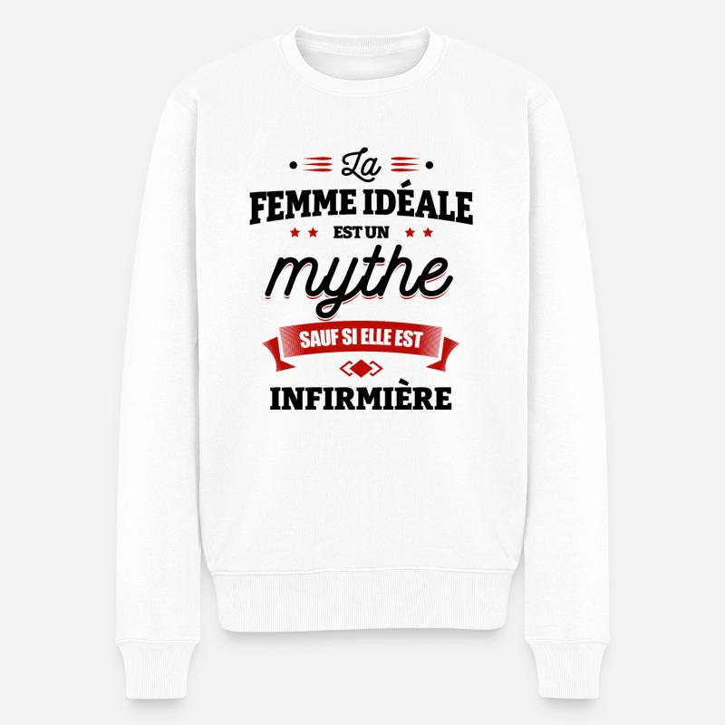 FEMME IDÉALE INFIRMIÈRE - Pull Premium bio Homme - blanc
