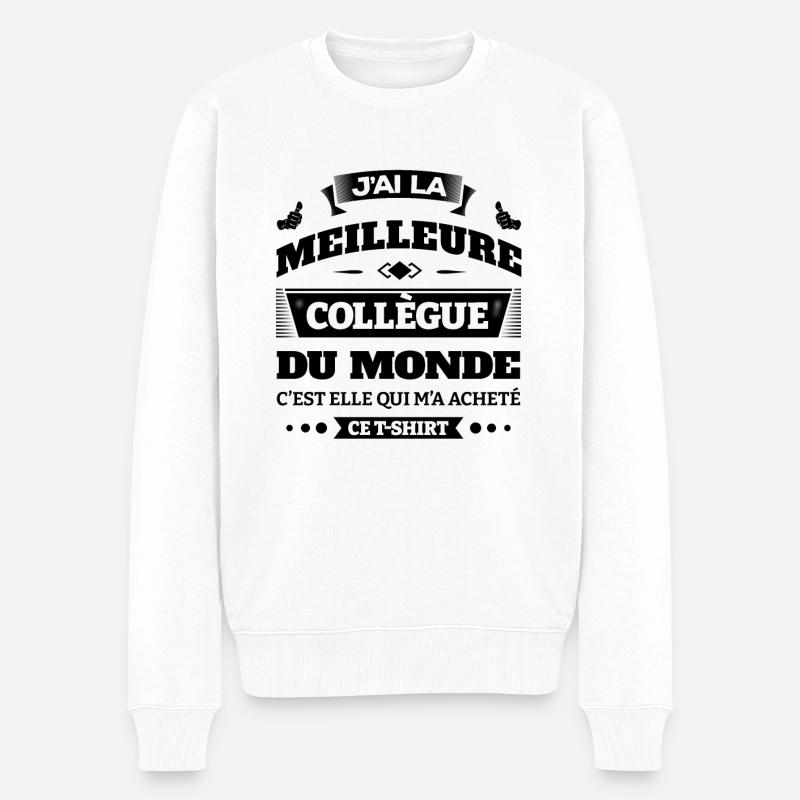 MEILLEURE COLLÈGUE - Pull Premium bio Homme - blanc
