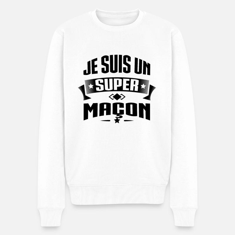 SUPER MAÇON - Pull Premium bio Homme - blanc