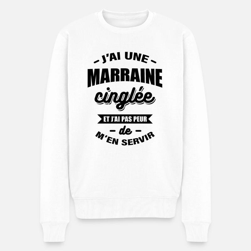 J'AI UNE MARRAINE CINGLÉE - Pull Premium bio Homme - blanc