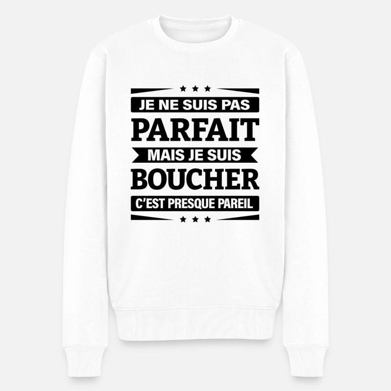 JE SUIS BOUCHER - Pull Premium bio Homme - blanc