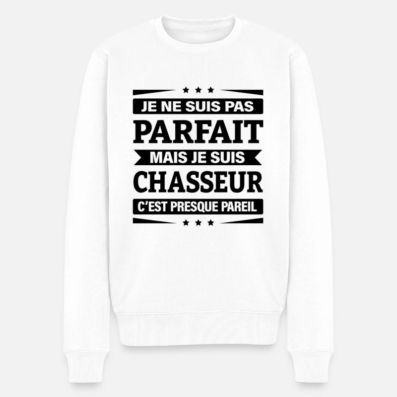 JE SUIS CHASSEUR - Pull Premium bio Homme - blanc