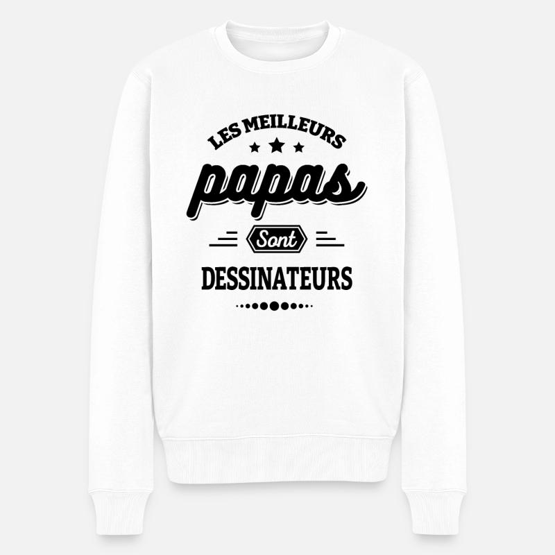 LES MEILLEURS PAPAS SONT DESSINATEURS - Pull Premium bio Homme - blanc
