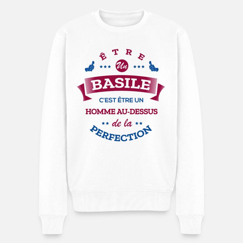 BASILE PARFAIT - NOM BASILE - Pull Premium bio Homme - blanc