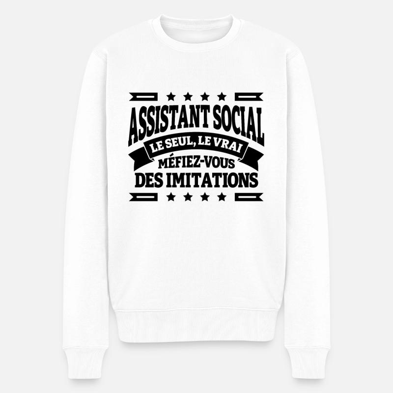ASSISTANT SOCIAL LE SEUL LE VRAI - Pull Premium bio Homme - blanc