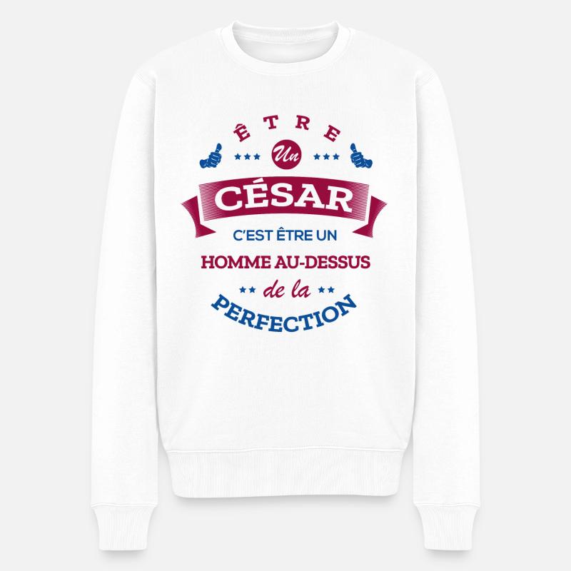 CÉSAR PARFAIT - NOM CÉSAR - Pull Premium bio Homme - blanc