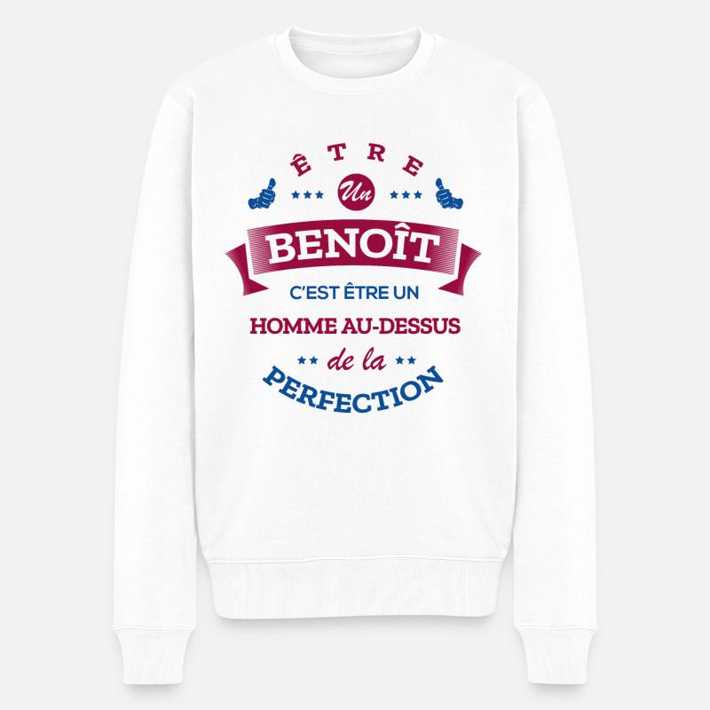BENOÎT PARFAIT - NOM BENOÎT - Pull Premium bio Homme - blanc