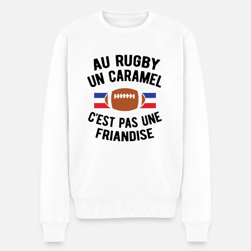 AU RUGBY UN CARAMEL C'EST PAS UNE FRIANDISE - Pull Premium bio Homme - blanc