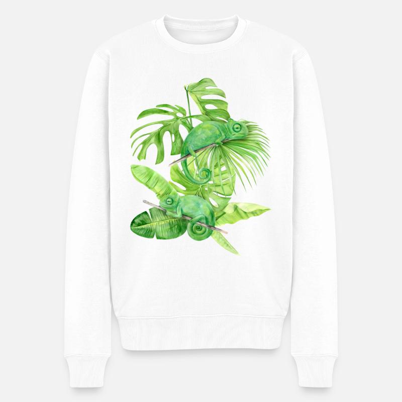 Caméléon, lézards caméléons verts - Pull Premium bio Homme - blanc