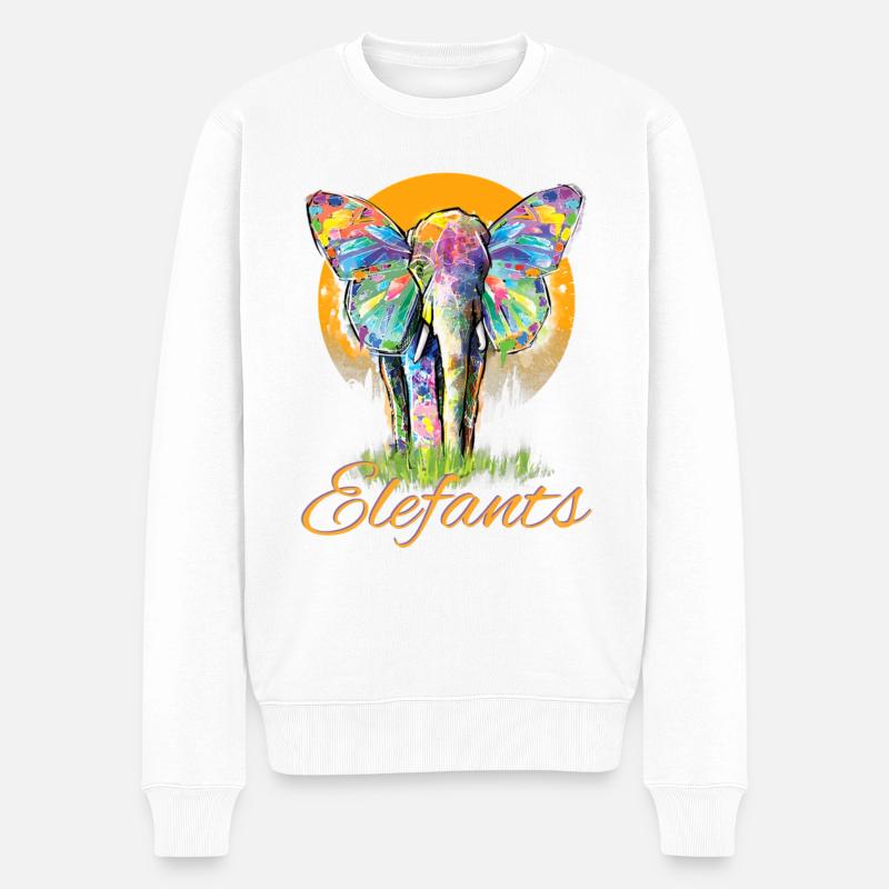 Elefant - Safari Tshirt - Männer Premium Bio Pullover - Weiß