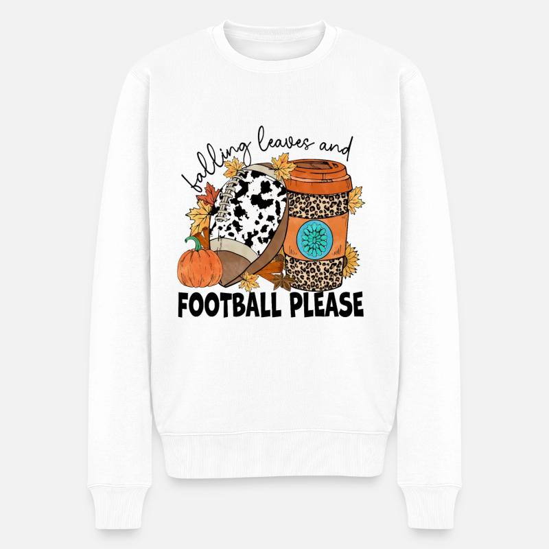 Fallende Blätter und Fußball bitte - Männer Premium Bio Pullover - Weiß