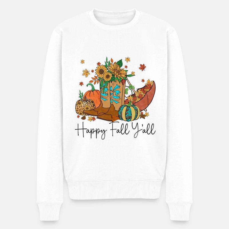 Happy Fall y'all - Männer Premium Bio Pullover - Weiß