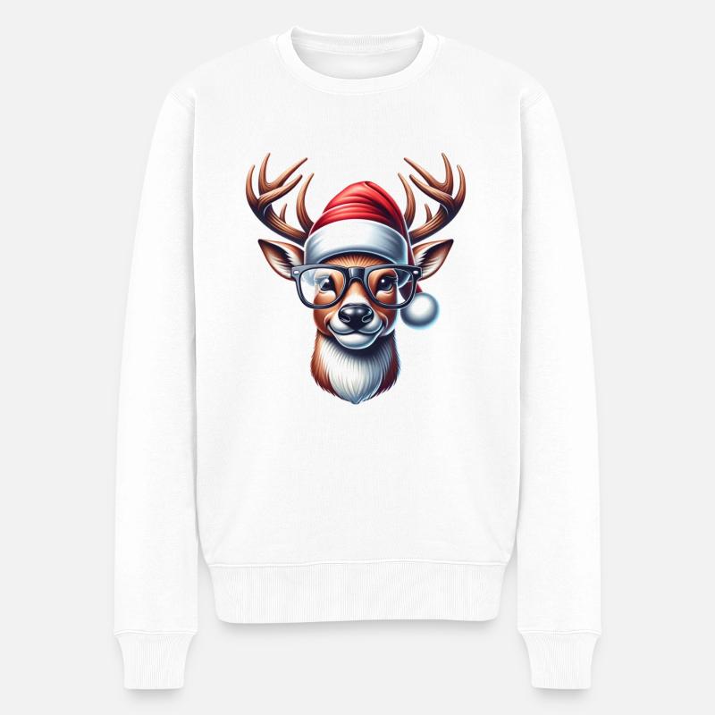 Weihnachten-Rentier - Männer Premium Bio Pullover - Weiß