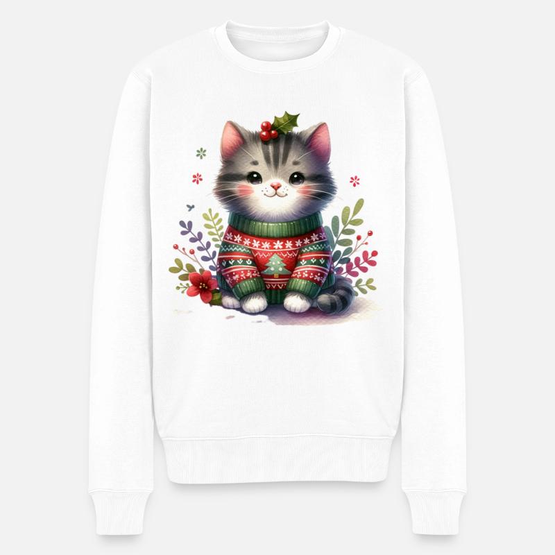Chat mignon - Pull Premium bio Homme - blanc
