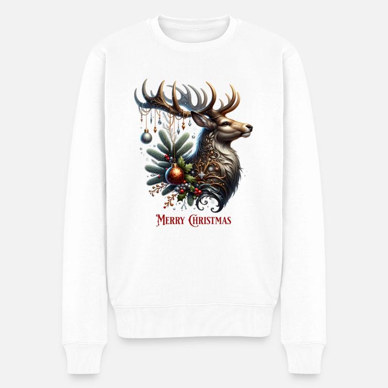 Cerf Cerf Bois Noël - Pull Premium bio Homme - blanc