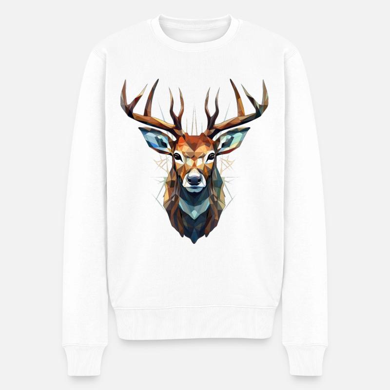 Hirsch Geometrisch - Männer Premium Bio Pullover - Weiß