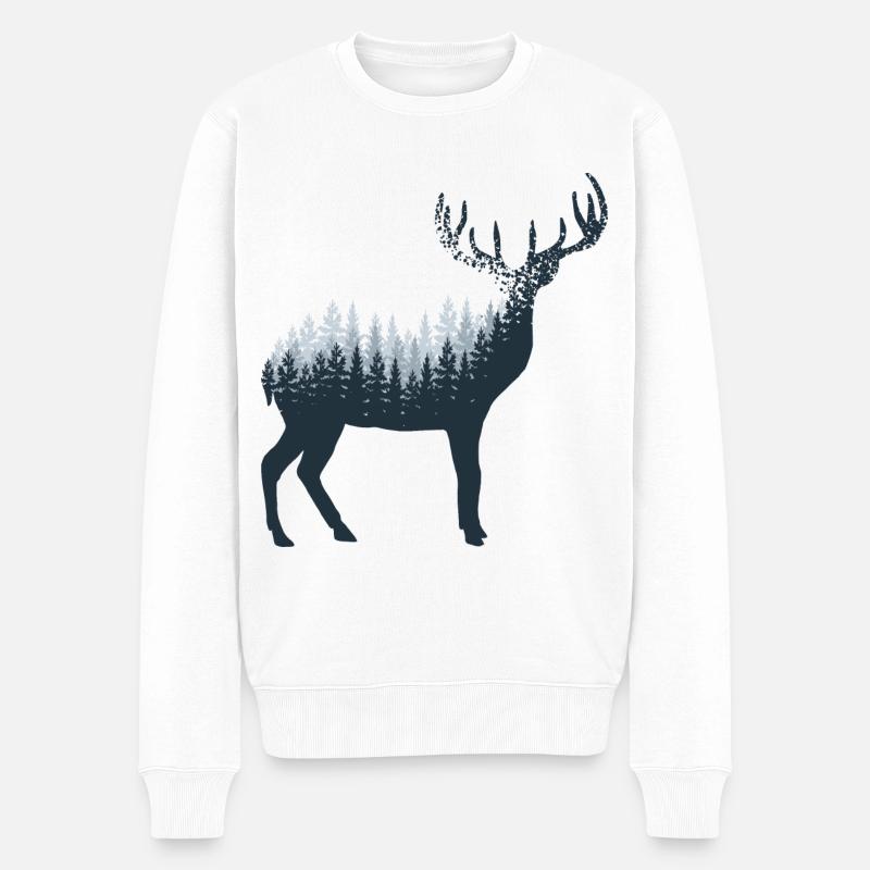 Résumé du cerf - - Pull Premium bio Homme - blanc