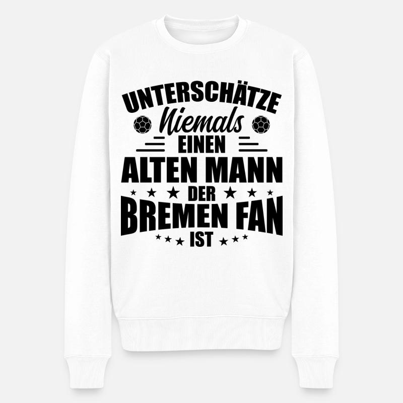 Alter Mann - Bremen Fan - Retro Vintage Fußball - Männer Premium Bio Pullover - Weiß