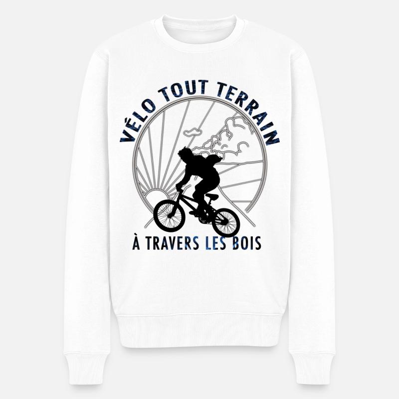 Vélo tout terrain à travers les bois - Pull Premium bio Homme - blanc