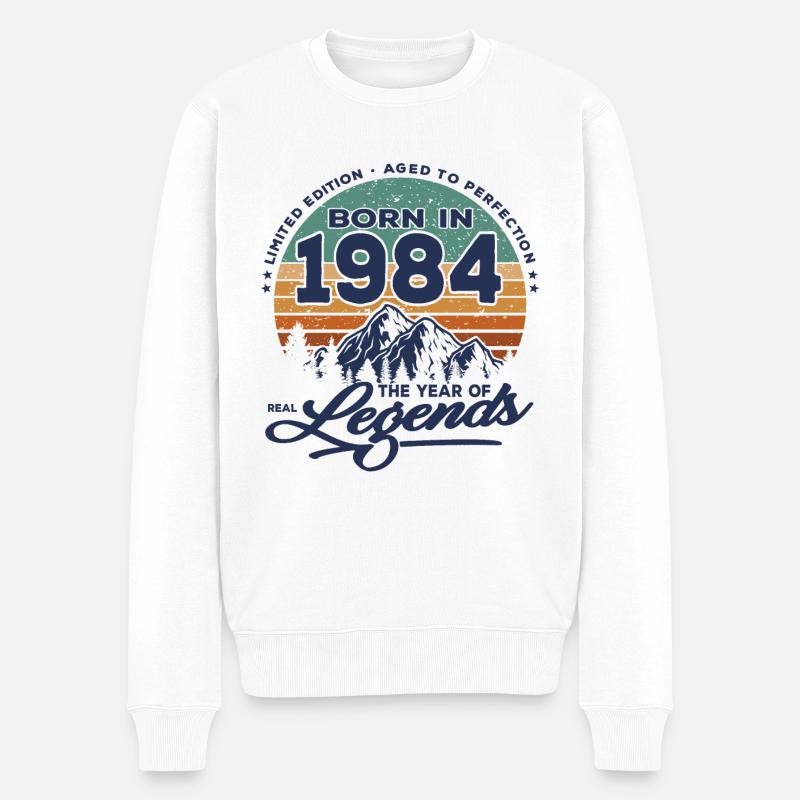Legenden werden 1984 geboren - Männer Premium Bio Pullover - Weiß