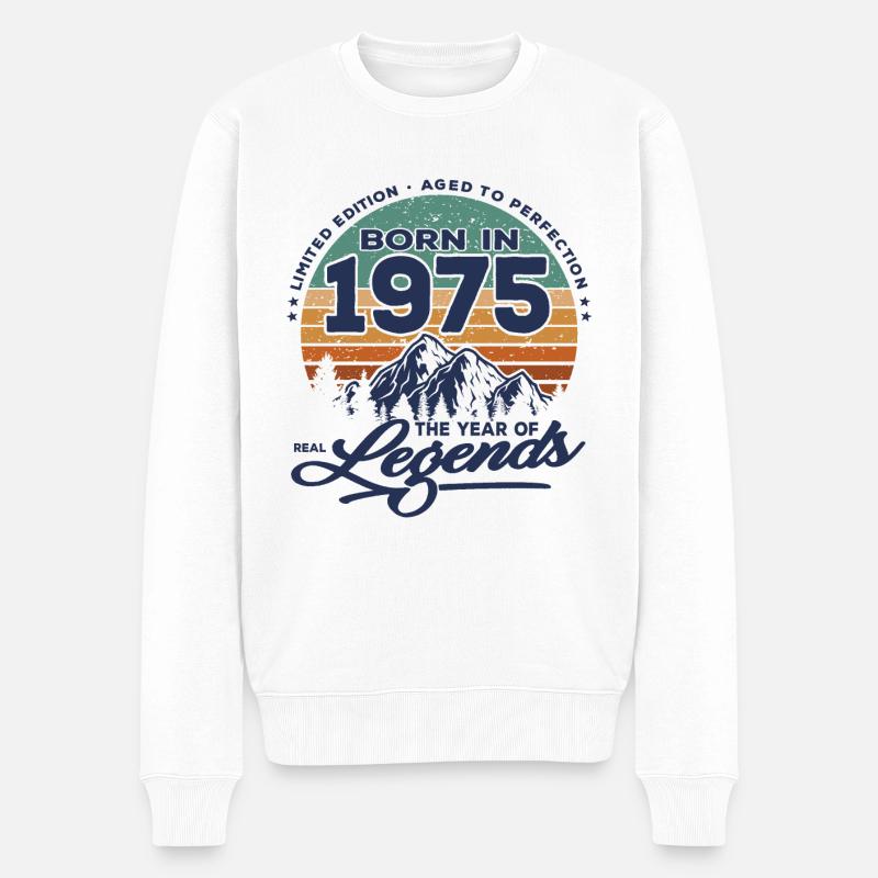 Legenden werden 1975 geboren - Männer Premium Bio Pullover - Weiß