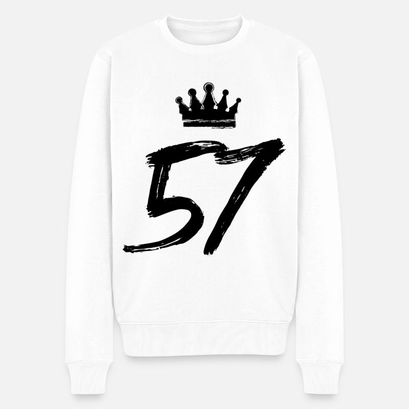 57 Zahl Krone - Männer Premium Bio Pullover - Weiß