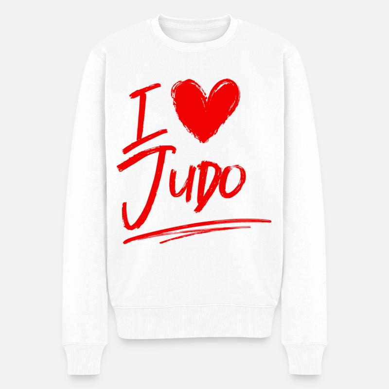 Ich liebe Judo - Männer Premium Bio Pullover - Weiß