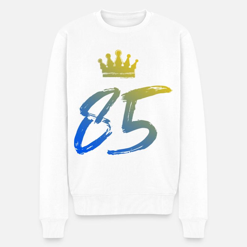 85 Couronne numérique - Pull Premium bio Homme - blanc