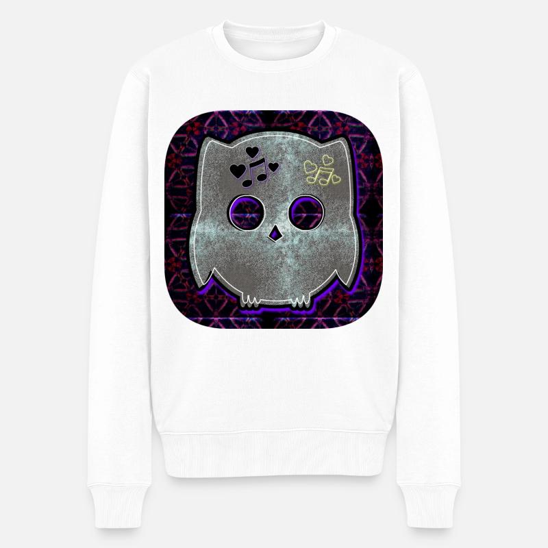 Musik-Uhu - Männer Premium Bio Pullover - Weiß