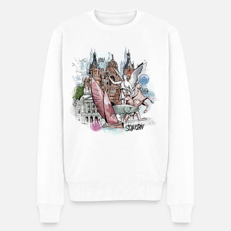 Schwerin Illustration - Männer Premium Bio Pullover - Weiß