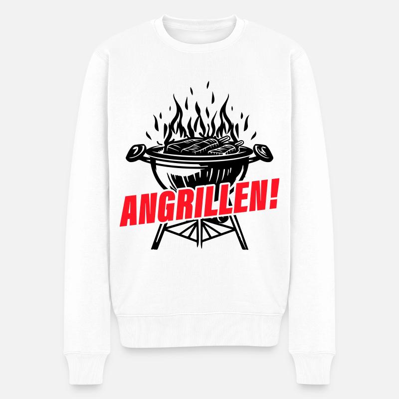 Angrillen Grillen Grill - Männer Premium Bio Pullover - Weiß