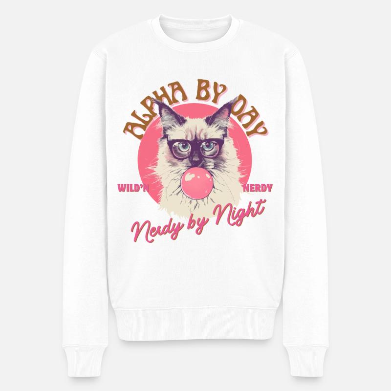 Ragdoll Katze Brille Kaugummi - Männer Premium Bio Pullover - Weiß