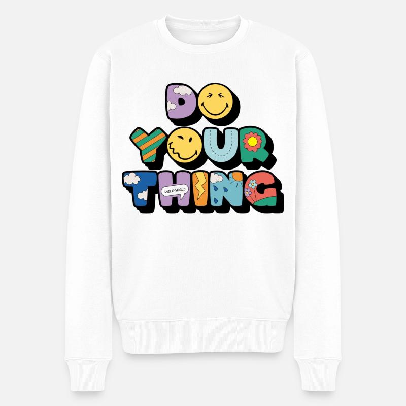 SmileyWorld Do Your Thing Bunte Buchstaben - Männer Premium Bio Pullover - Weiß