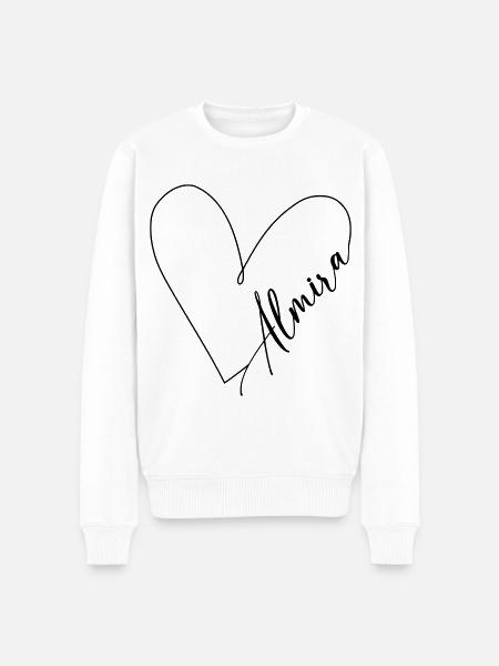 Almiran nimi Heart Line - Premium luomulaatuinen miesten collegepusero - valkoinen