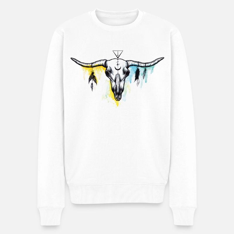 Buffalo skull - Pull Premium bio Homme - blanc